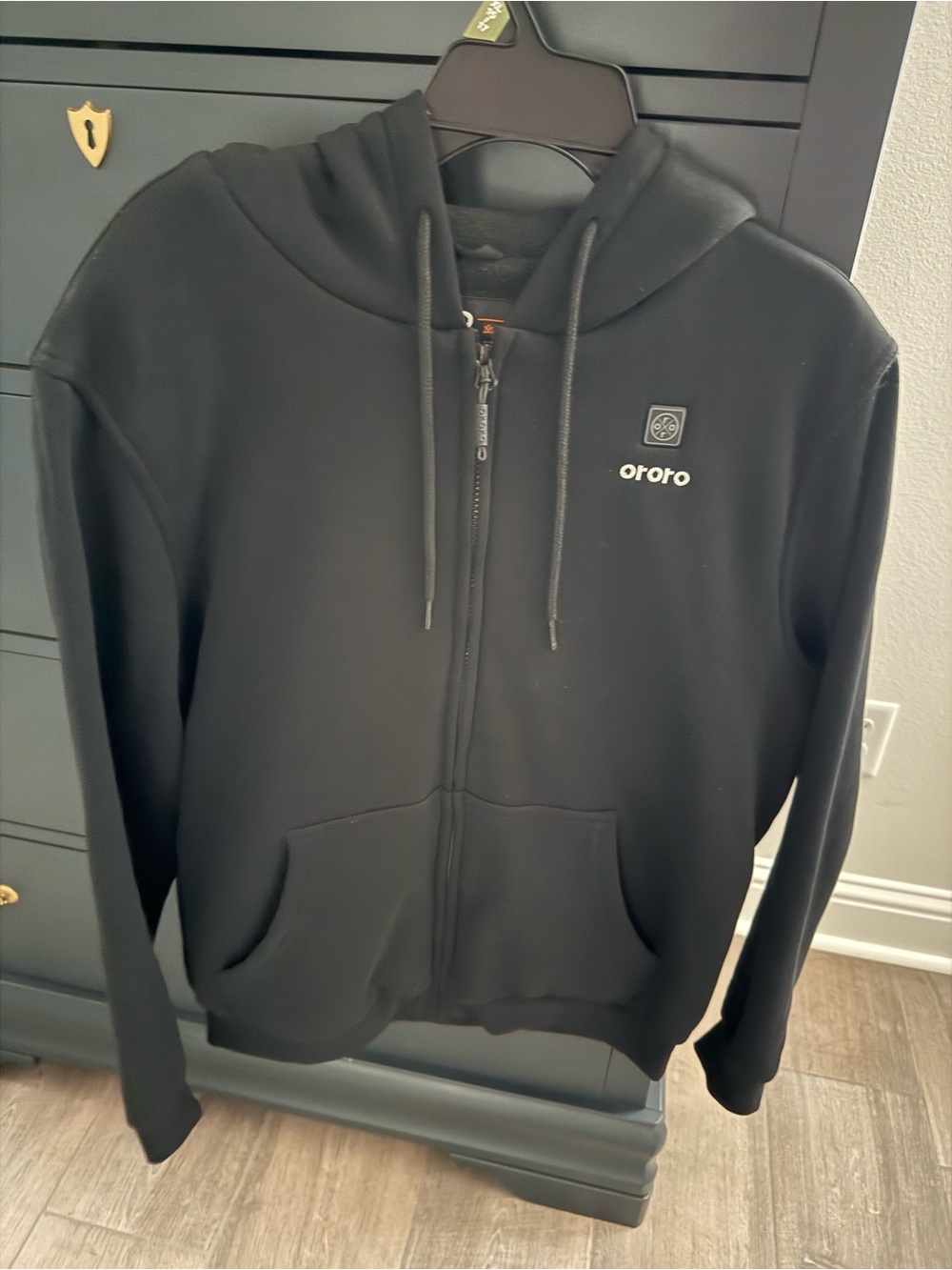 ororo Black Zip-Up Hoodie with Logo